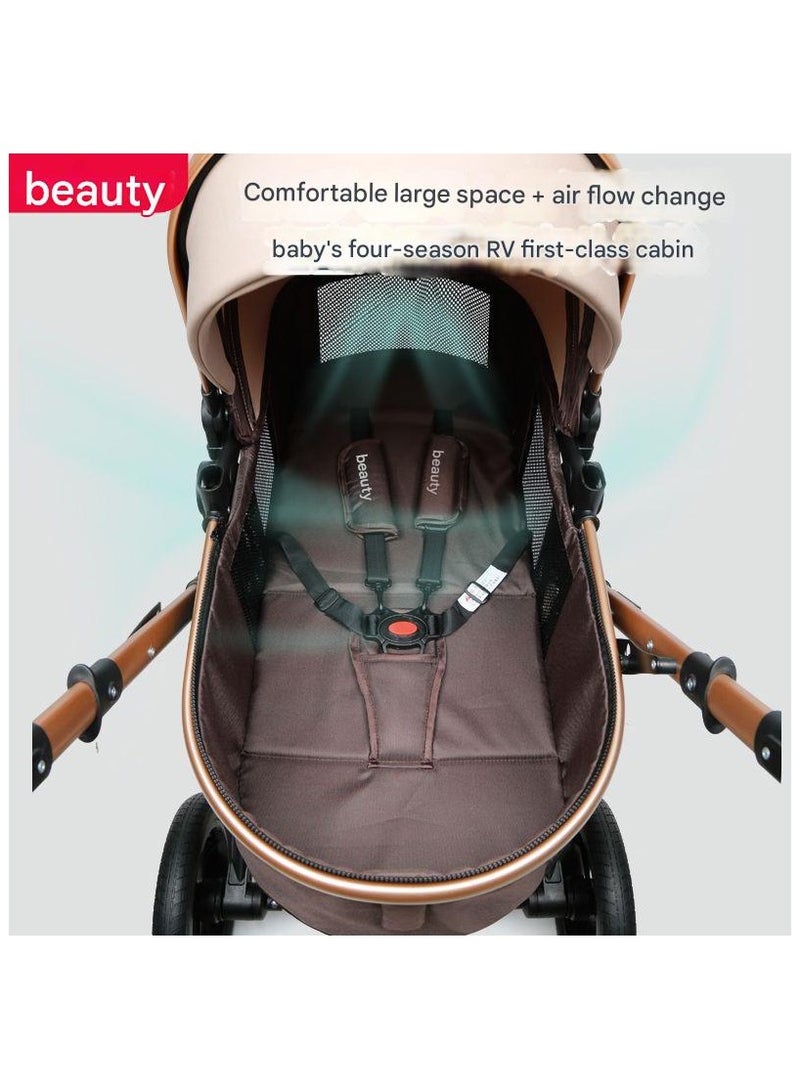 بيليكو عربة أطفال من Belecoo بزاوية رؤية عالية، مزودة بذراعَي دفع مزدوجين، يمكن استخدامها للجلوس والاستلقاء، قابلة للطي، مزودة بعجلات مطاطية رباعية بامتصاص قوي للصدمات، مساحة كبيرة، متينة ومناسبة للأطفال من عمر 0 إلى 3 سنوات – لون وردي - Image 3