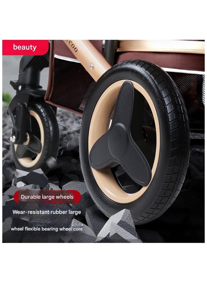 بيليكو عربة أطفال من Belecoo بزاوية رؤية عالية، مزودة بذراعَي دفع مزدوجين، يمكن استخدامها للجلوس والاستلقاء، قابلة للطي، مزودة بعجلات مطاطية رباعية بامتصاص قوي للصدمات، مساحة كبيرة، متينة ومناسبة للأطفال من عمر 0 إلى 3 سنوات – لون وردي - Image 4