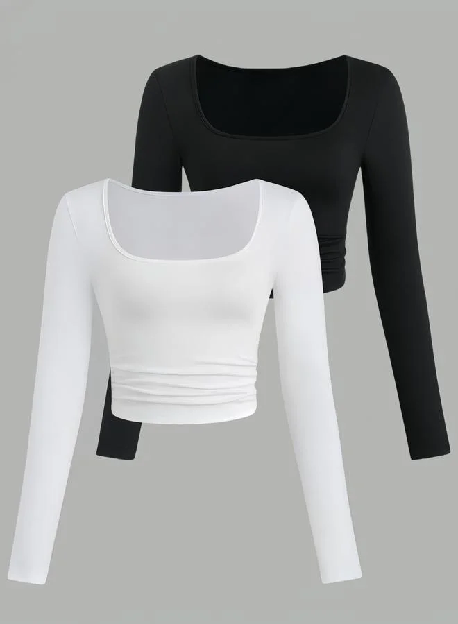 Take Two Pack of 2 - Solid Square Neck T-Shirt