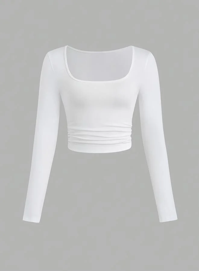 Take Two  Pack of 2 - Solid Square Neck T-Shirt for Women | Best Price UAE