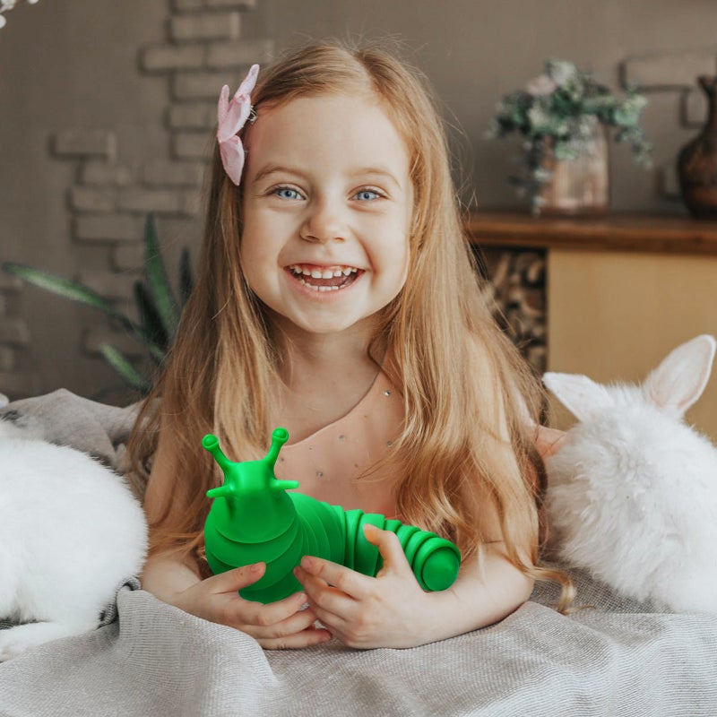 3D Printed Fidget Slug Toy: Flexible Twistable Green Plastic Sensory Toy - Safe Smooth Edge-free Portable Kids Sensory Toy for Toddlers Children On-the-go Play - Image 3