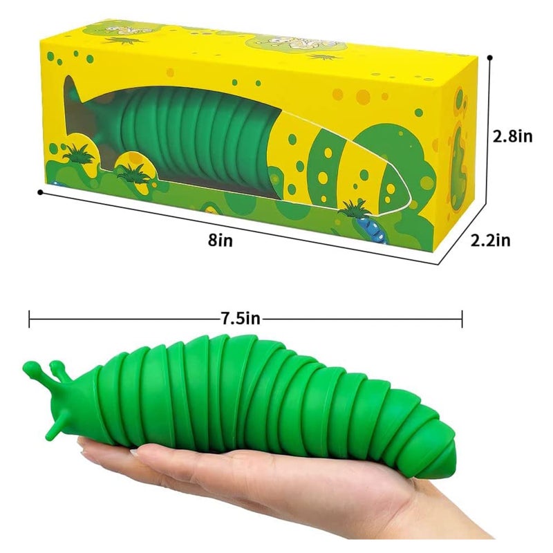 3D Printed Fidget Slug Toy: Flexible Twistable Green Plastic Sensory Toy - Safe Smooth Edge-free Portable Kids Sensory Toy for Toddlers Children On-the-go Play - Image 5