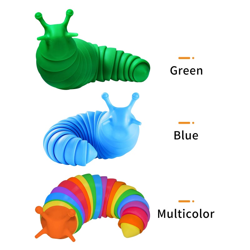 3D Printed Fidget Slug Toy: Flexible Twistable Green Plastic Sensory Toy - Safe Smooth Edge-free Portable Kids Sensory Toy for Toddlers Children On-the-go Play - Image 2