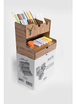 KutuTR Notpa Deer Patterned Desktop Pen Holder Organizer with Drawers Assembled Product  - Image 1