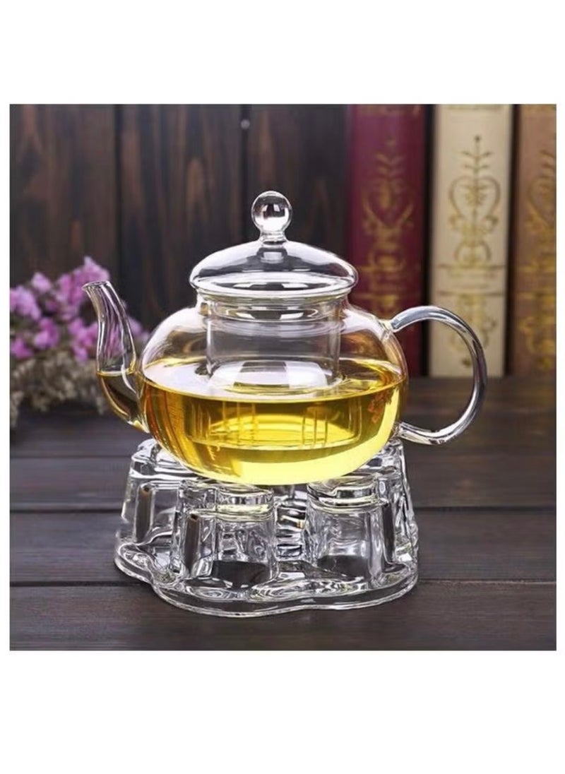 ماركة غير محددة سخان إبريق الشاي من الزجاج مع حامل الشموع 14x14x5 سم  - Image 1