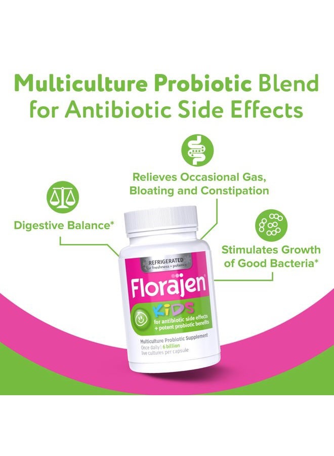 Florajen Kids Probiotic, 6 Billion CFUs, Refrigerated Probiotics for Kids, Multi Culture Probiotic Supplement, Relieves Occasional Gas, Bloating & Constipation, Supports Gut Health, 30 Ct (3 Pack) - Image 2