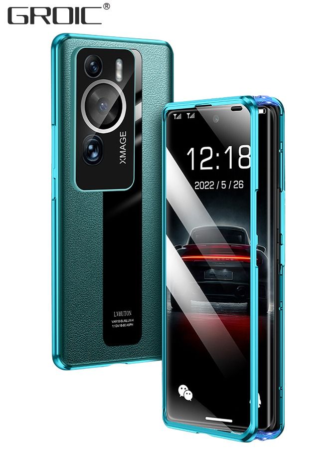 GROIC Huawei P60pro/ Huawei P60 Phone Case, Magnetic Tempered Glass Double-Sided Phone Case for Huawei P60pro/ Huawei P60 with Screen Protector, Leather Back Cover with Camera Cover for Huawei P60pro/ Huawe - Image 1