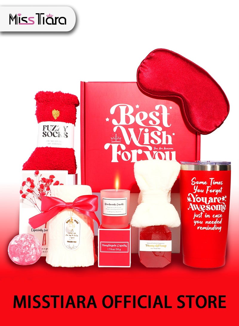 MissTiara Gift Basket for Women - Valentine's Day,Birthday Gift Box Get Well Soon Gift Set Contains 10 Inspirational Gifts Relaxing Spa Treatment Package for Women Bestie Friendship Female Friend Gift - Image 1