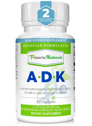 Power By Naturals ADK Vitamin Supplement: Vitamin A, Vitamin D3 5000 iu, and Vitamin K2 MK-7, Support Bone Health Vitamin ADK Supplement, Pure Vitamin D3 K2 MK7 & A, 60 Capsules (2 Month Supply) - pzsku/ZB24B18FC012805C2120CZ/45/_/1732278663/c2574cd3-f7d4-4072-9dab-88a522c7332f