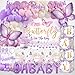 Fantspati Butterfly Baby Shower Decorations Baby Girl Shower Decorations A Little Butterfly Is On The Way Backdrop Sash Tablecloth Cake Toppers Stickers Pink Purple Balloons Baby Boxes Baby Shower Girl Decor - Image 2