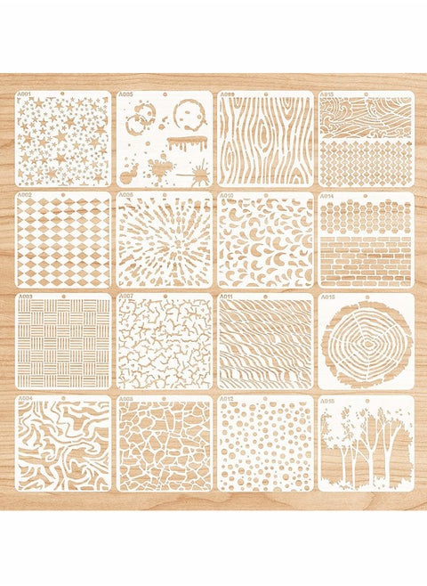 Drawing Stencils Set, 16 Pcs Reusable Painting Stencils Set, Hollow Painting Template for DIY Crafts, Mandala Dot Stencils for Fabric, Floors, Window, Furniture, Wood, Wall Design (15 * 15cm)