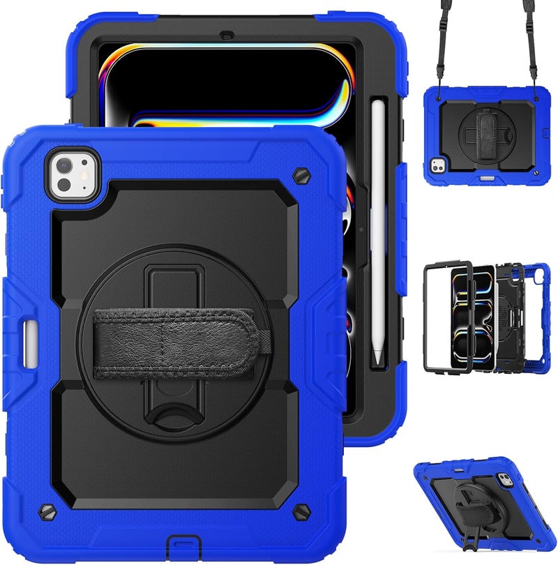 YUANSHXM-Case for iPad Pro 11-inch (M4, 2024 Release), All-Inclusive Heavy Duty Protection Case with Built-in Screen Protector & 360 Rotating Stand & Shoulder Strap & Handle (C) - Image 1