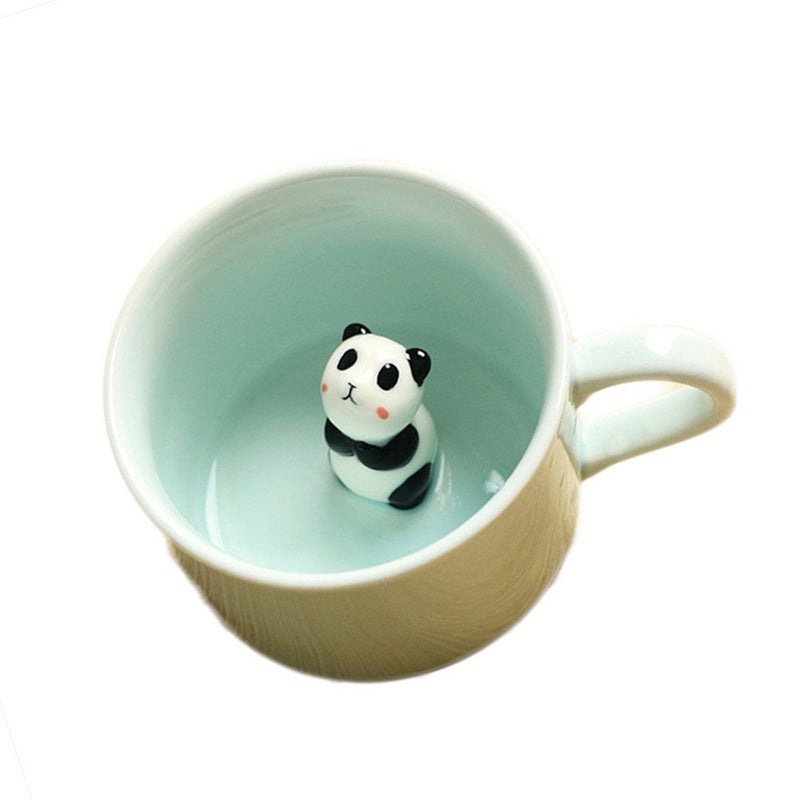 ZaH 3D Mug Animal Inside Cup Cartoon Ceramics Figurine Teacup for Boys Girls Kids Women Men Coffee Mug 8 oz Panda
