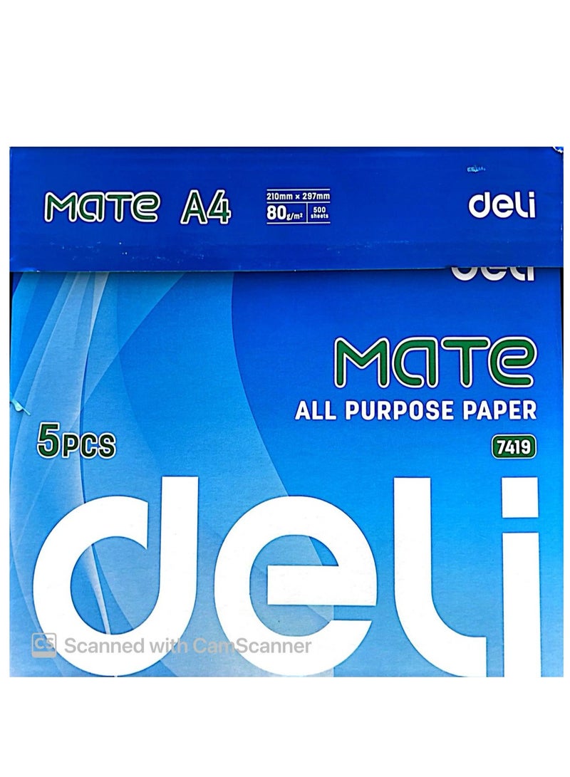 ديلي ورق نسخ طابعة ديلي مقاس A4 80 GSM 500 صفحة (حزمة من 5 رزمة) - Image 1