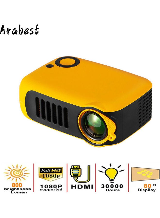 جهاز بروجيكتور محمول للوسائط المتعددة بدقة 1080P أسود/أصفر - Image 1