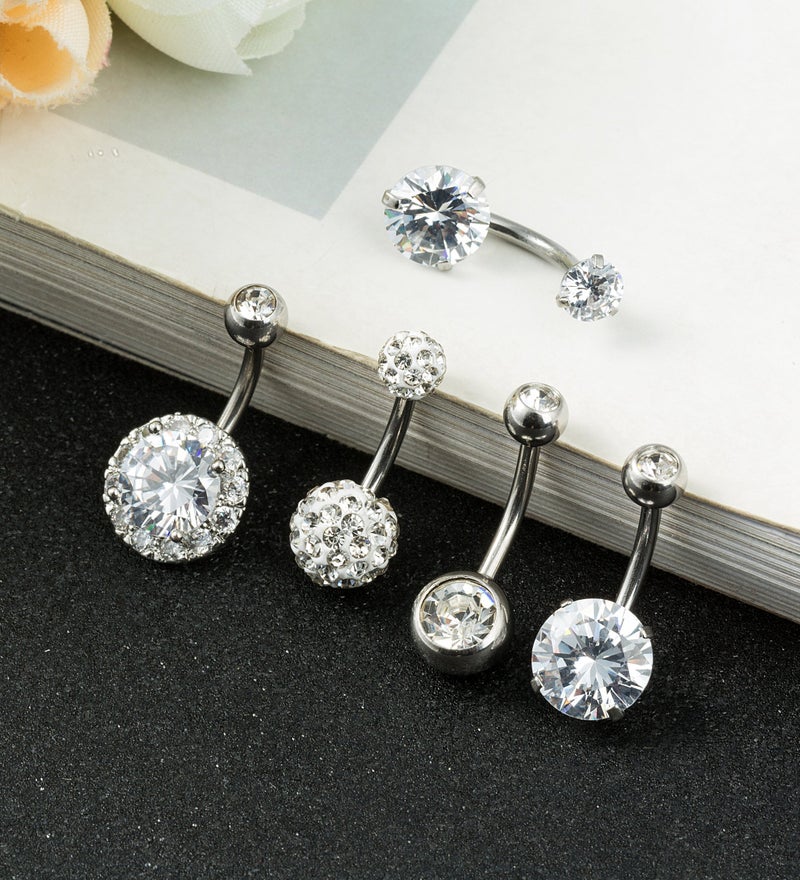 REVOLIA 14G Stainless Steel Belly Button Rings for Women Navel Rings CZ Body Piercing - Image 3