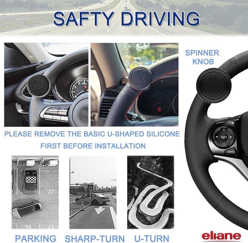 Eliane Universal Car Steering Wheel Spinner Knob 360° Rotation Power Handle Driving Helper Booster Auxiliary Aid Control Strengthener Fit for All Vehicles Cars Truck Tractor Original 3R-2251 - Image 5