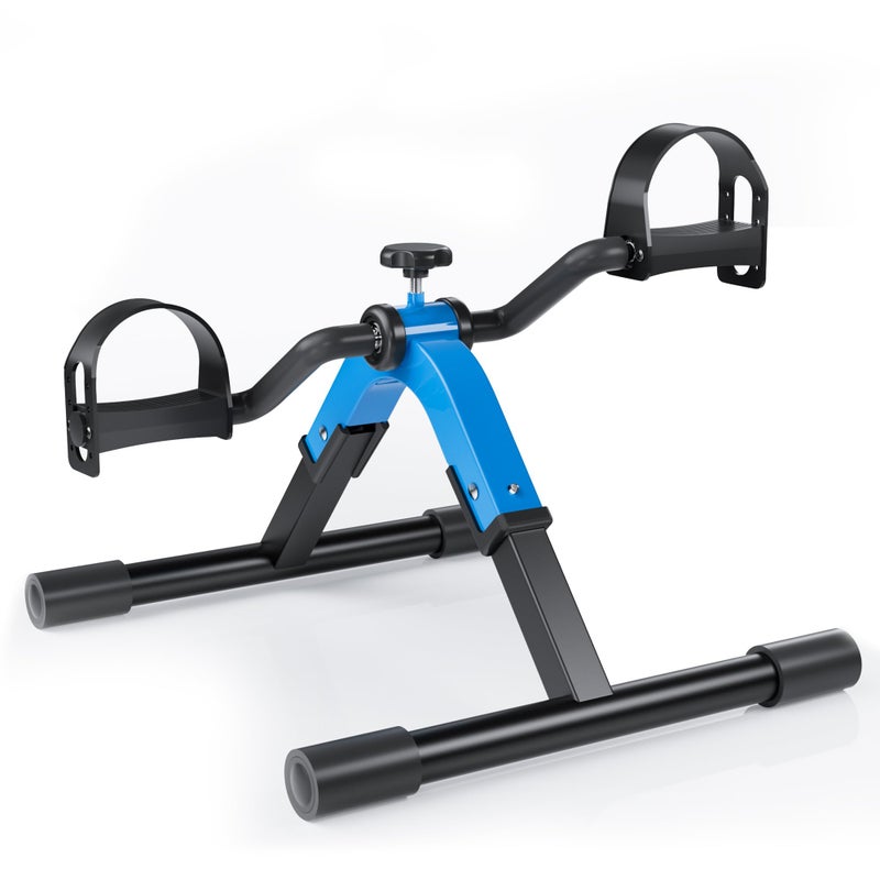 RYGEO Folding Pedal Exerciser Mini Exercise Bike Under Desk Bike for Arms and Legs Workout, Portable Desk Bike Peddler Machine for Sedentary Officer & Seniors - Image 1