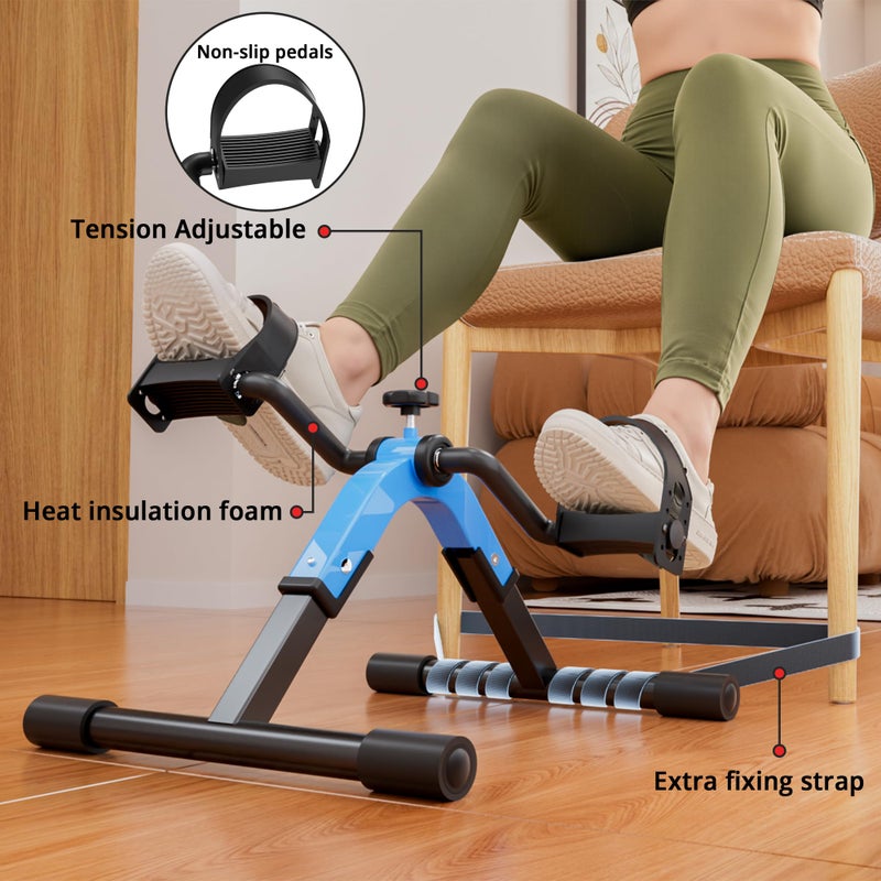 RYGEO Folding Pedal Exerciser Mini Exercise Bike Under Desk Bike for Arms and Legs Workout, Portable Desk Bike Peddler Machine for Sedentary Officer & Seniors - Image 5