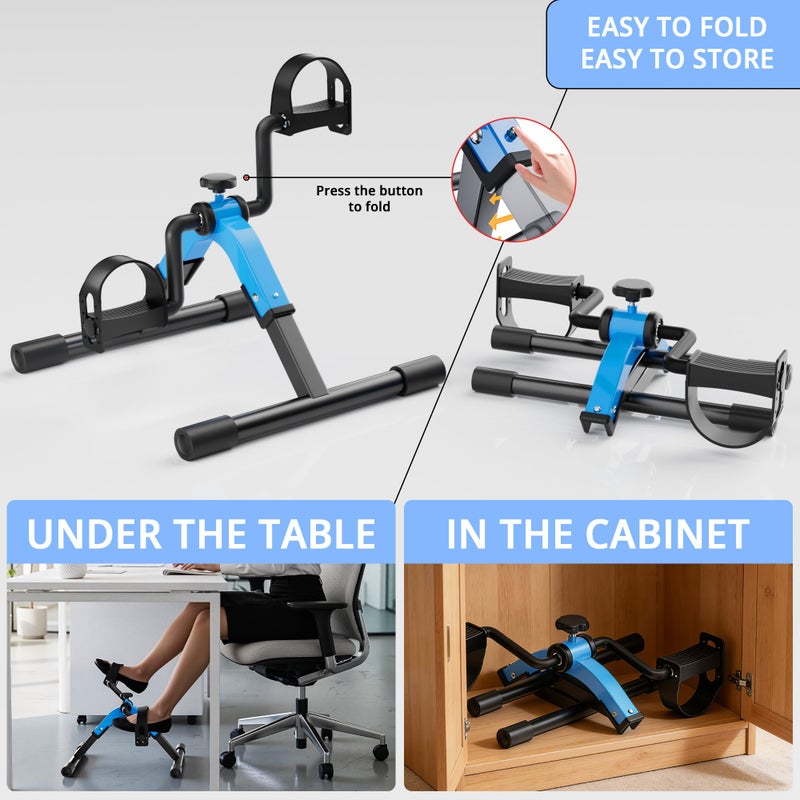 RYGEO Folding Pedal Exerciser Mini Exercise Bike Under Desk Bike for Arms and Legs Workout, Portable Desk Bike Peddler Machine for Sedentary Officer & Seniors - Image 3