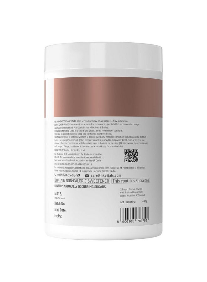 HEALTHKART مكمل كولاجين البحر من هيلث كارت hk فيتالز لبشرة متألقة (برتقال، 400 جرام) | مع فيتامين C وE وصوديوم هيالورونات | لبشرة وشعر وأظافر صحية، مسحوق، 1 حبة، 25 حصة - Image 3