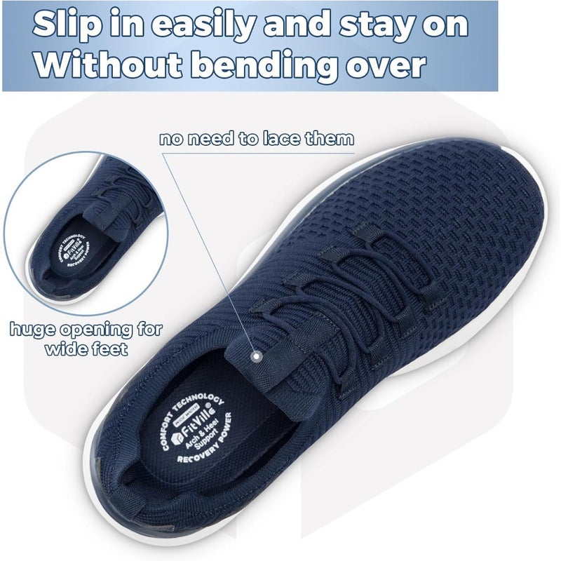 Men's Slip on Shoes Sneakers Wide Width, Lightweight and Breathable Mens Wide Slip on Shoes Max Cushioning - Image 2