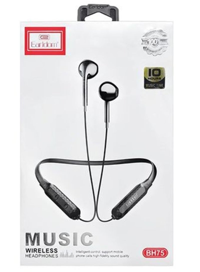 ET-BH75 Neckband Bluetooth Earphone - Comfortable Fit, High-Quality Sound (Black) - Image 2