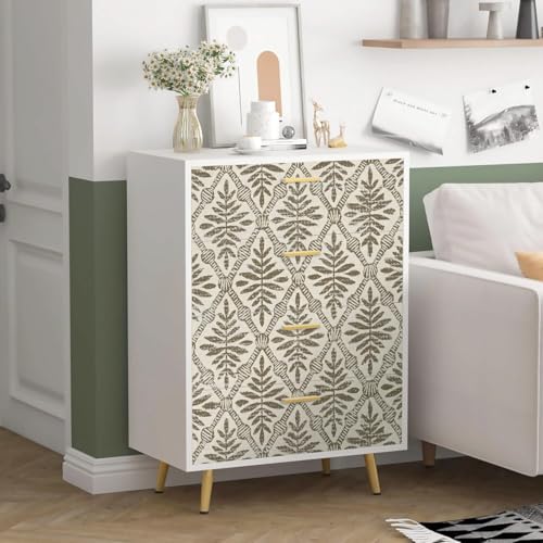 lenify Beige Peel and Stick Wallpaper Boho Contact Paper 16.9inch x 118.1inch Vintage Wallpaper Peel and Stick Self Adhesive Wall Paper Removable Waterproof for Bedroom Cabinet Decorative Vinyl - Image 2