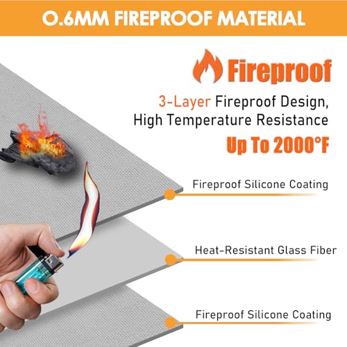 Amerbro Fireproof Heat Shield for Wall Behind Grill Protect Deck Fence from Grill Heat, Heat Shield Grill Mat, Stove Wall Protector Fridge, Grill Mat Accessories Compatible with Blackstone, 3'x4', Grey - Image 2