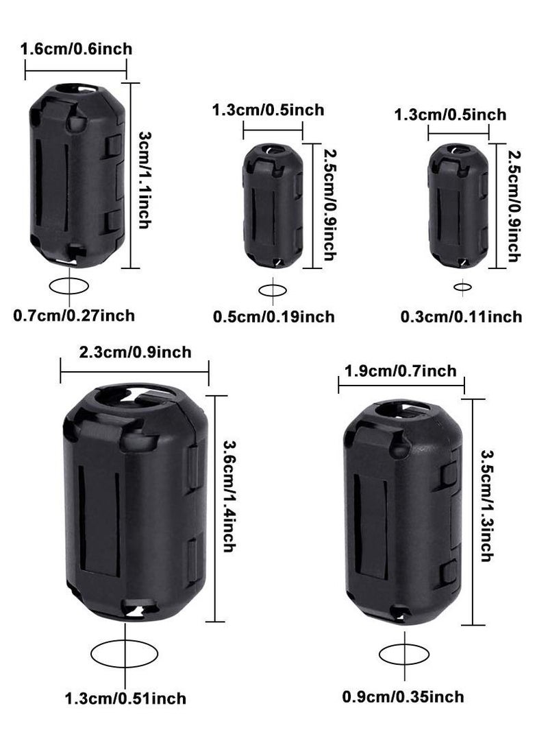 KASTWAVE - Clip-on Ferrite Magnet Core Ring Nickel-zinc Toroidal Ferrite Choke Noise Suppressor Inner Diameter 3.5 5 7 9 13 mm EMI RFI Filter for Power Cord USB Audio Network Video Radio Cable 20PCS - Image 1