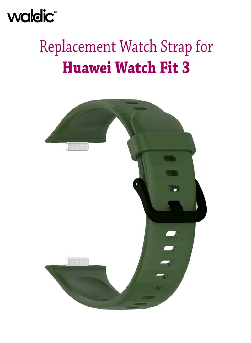 سوار ساعة رياضي من السيليكون الناعم مع إبزيم مغناطيسي يناسب ساعة Huawei Watch Fit 3 | متوافق مع سوار ساعة Huawei Watch Fit 3 | ملحقات حزام ساعة سيليكون مغناطيسي قابل للتنفس سريع الإصدار لساعة Huawei Watch Fit 3 - أخضر - Image 1
