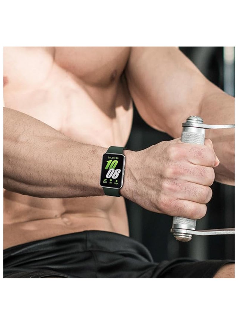 سوار ساعة رياضي من السيليكون الناعم مع إبزيم مغناطيسي يناسب ساعة Huawei Watch Fit 3 | متوافق مع سوار ساعة Huawei Watch Fit 3 | ملحقات حزام ساعة سيليكون مغناطيسي قابل للتنفس سريع الإصدار لساعة Huawei Watch Fit 3 - أخضر - Image 2