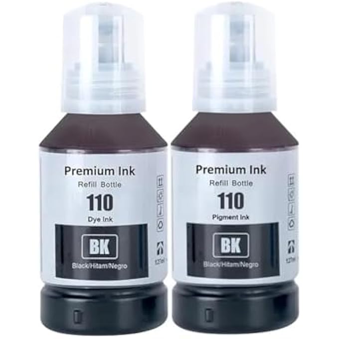 INK 110S 127ML FOR ECOTANK FOR EPSON BLACK DOUBLE 2-PACK FOR EPSON M1100/M1120/ M1140/M1170/M1180/ M2120/M2140/M2170/ M3140/M3170/M3180 - Image 2