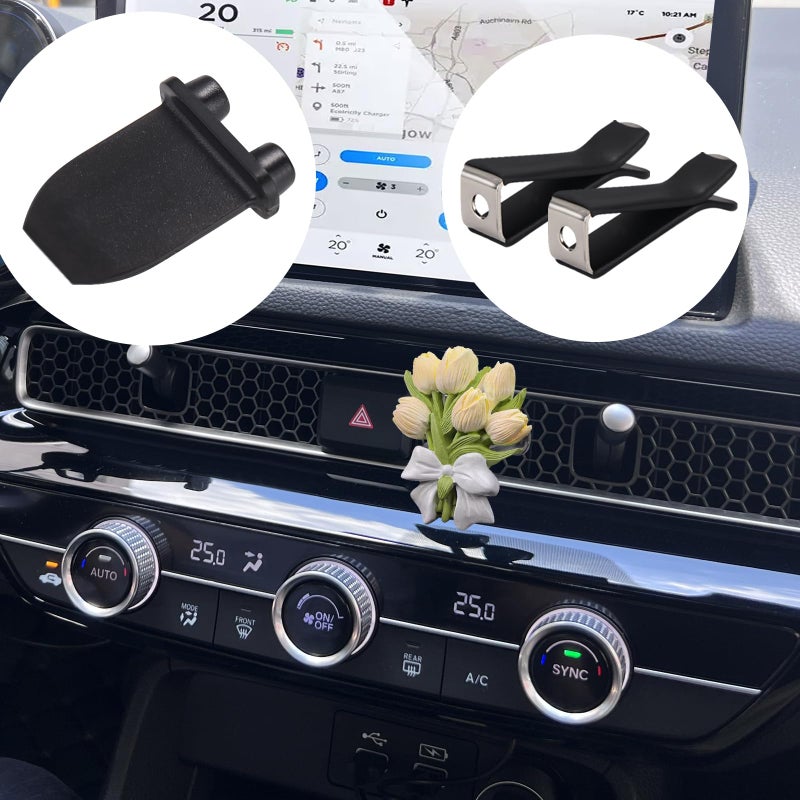 moonateen 10 Pieces Square Head Car Vent Clips 3 Adapters for 11th Gen Honda Civic CRV ZRV Integra Custom Fit Car Air Fresheners for Honeycomb Vents 9mm Black Car Dashboard Decorations Car Ornaments - Image 3