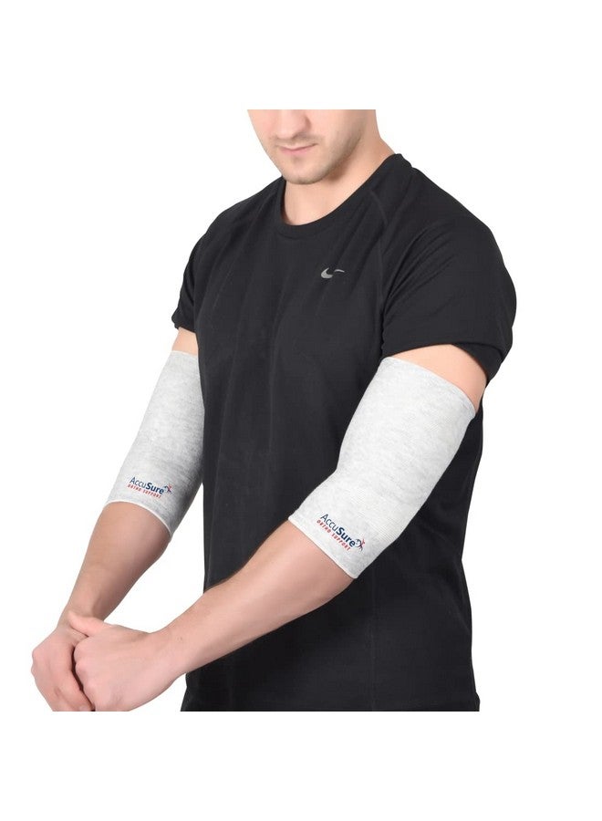AccuSure Pair Of Bamboo Yarn 4 Way Stretchable Bi-Layered Construction Tennis Elbow Compression Support Gym, Sports, Running, Hikking, Travelling, Outdoor For Men & Women - Image 1