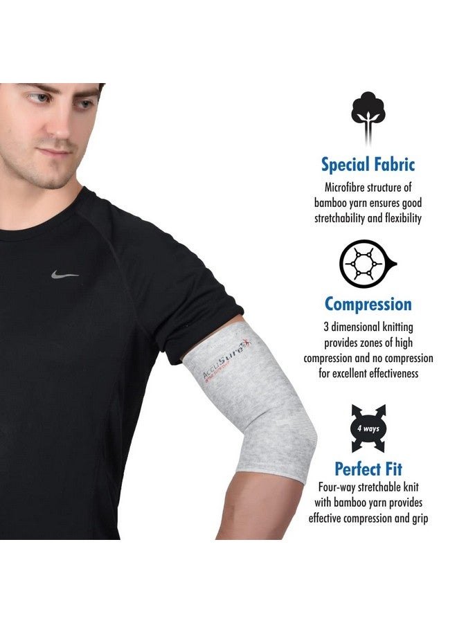 AccuSure Pair Of Bamboo Yarn 4 Way Stretchable Bi-Layered Construction Tennis Elbow Compression Support Gym, Sports, Running, Hikking, Travelling, Outdoor For Men & Women - Image 2
