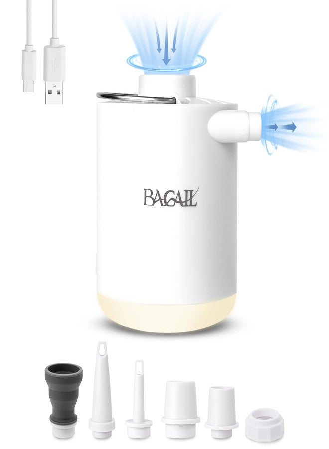 BAGAIL Multifunctional Portable Vacuum Pump with Light Function,1300mAH Rechargeable Battery，6 Air Nozzles for Vacuum Compression Bags Sleeping Pads, Pool Floats, Swimming Rings.with 6 nozzles - Image 1