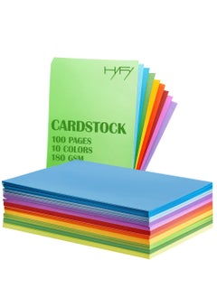 HYFY 100 sheets A4 Colored Cardstock 180 GSM Thick Color Paper sheets Cardstock printable Thick Paper Printer Cardstock Paper Construction Paper Arts Craft Card Paper Scrapbooking DIY 10 Colors  - Image 1