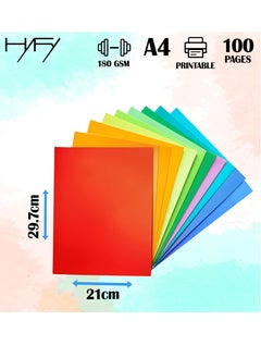 HYFY 100 sheets A4 Colored Cardstock 180 GSM Thick Color Paper sheets Cardstock printable Thick Paper Printer Cardstock Paper Construction Paper Arts Craft Card Paper Scrapbooking DIY 10 Colors  - Image 3