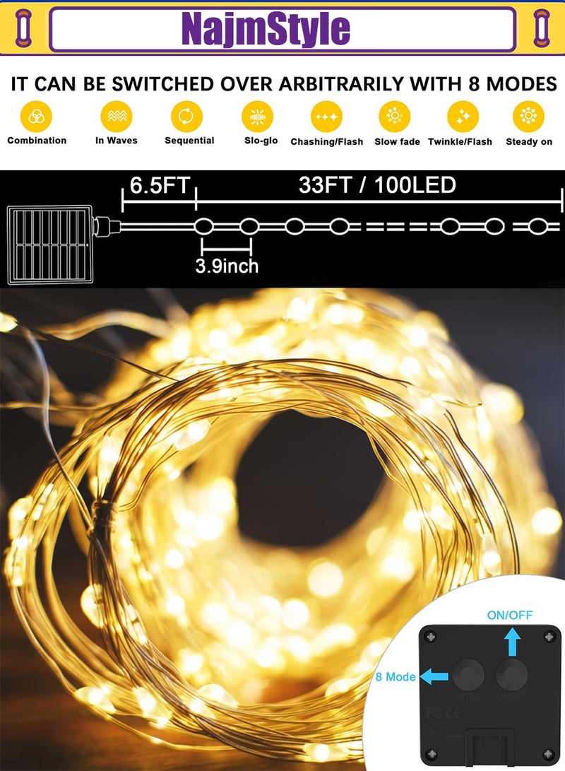 NajmStyle 20M Solar Fairy Lights, 8 Modes Total 200LED Solar Powered String Lightst Waterproof, Outdoor/Indoor Copper Wire Lights for Garden Wedding Paity - Image 4