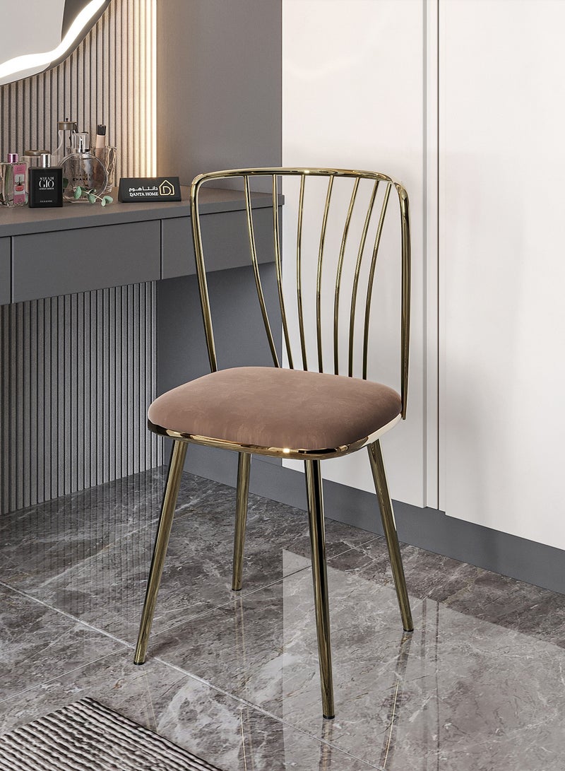 DANTA HOME Dresser And Modern Desk Chair With A Stylish And Comfortable Design, Featuring A Velvet-Upholstered Seat And A Metal Structure – Gold/Brown - Image 2