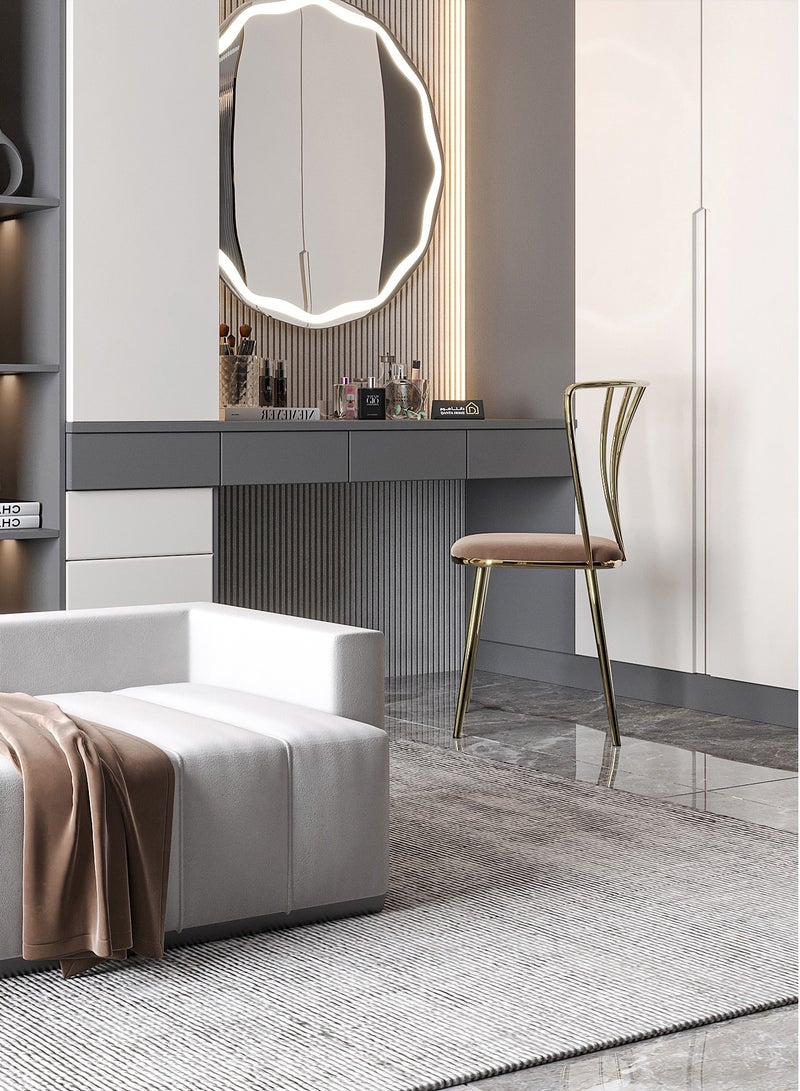 DANTA HOME Dresser And Modern Desk Chair With A Stylish And Comfortable Design, Featuring A Velvet-Upholstered Seat And A Metal Structure – Gold/Brown - Image 3