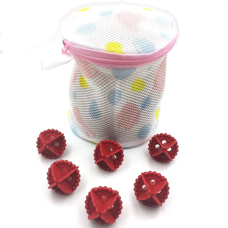 KhuHap Washing Machine Combo Circular Double Layer Nylon Fiber ClothesDryer Washer ClothGarmentLingerieBraUndergarments Cleaning Zipper Bag with 6 pc Silicon Laundry Ball Multicolor Pack of 2 - Image 5