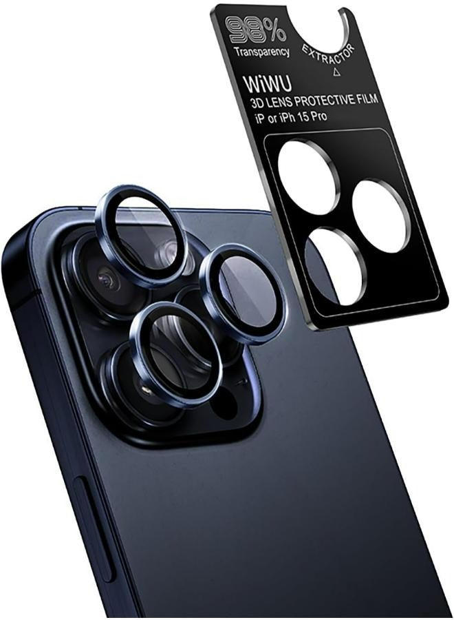 دبليو اي دبليو يو Wiwu Iphone15 Series Pvd Two-Color Easy Installation Sapphire Lens Film -Iphone15 Pro Max - Titanium blue - Image 3