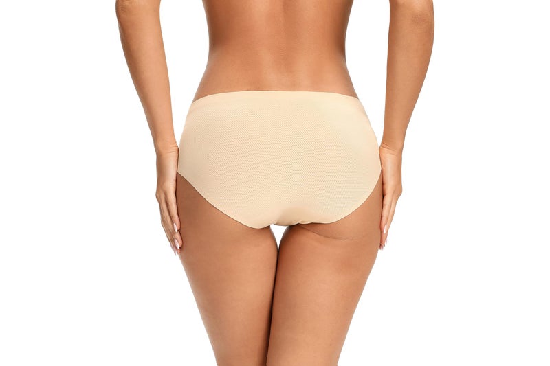 voenxe Seamless Underwear for Women, Nude Hipster No Show Ladies Panties, Full Coverage Breathable Bikini Briefs, Invisible Comfortable Undies for Workout, Soft Mesh Moisture Wicking Athletic, 5 Pack - Image 4