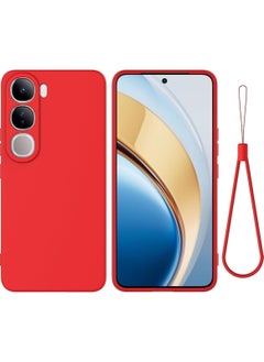 General Case Compatible with Vivo V40 Lite 4G/5G (IDN), Liquid Silicone Soft TPU Case with Microfiber Cloth Layer, Anti-Fingerprint Shockproof Cover with Lanyard Strap  - Image 1