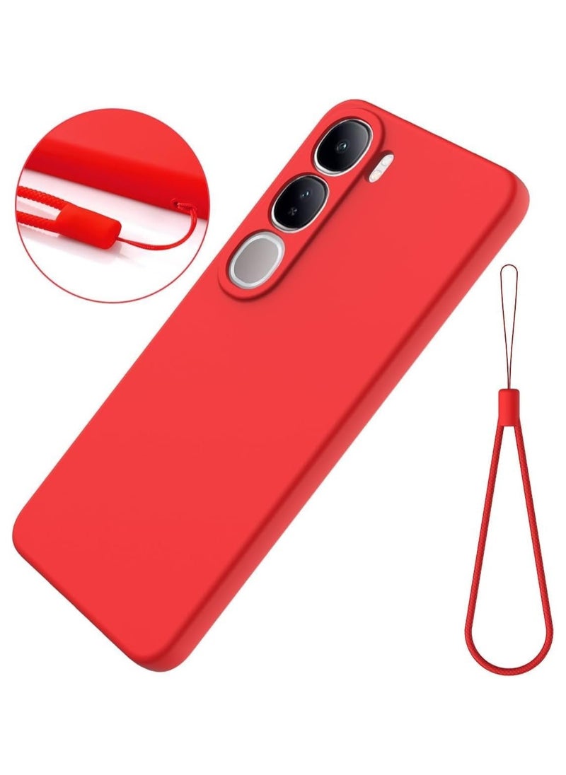 General - Case Compatible with Vivo V40 Lite 4G/5G (IDN), Liquid Silicone Soft TPU Case with Microfiber Cloth Layer, Anti-Fingerprint Shockproof Cover with Lanyard Strap - Image 1