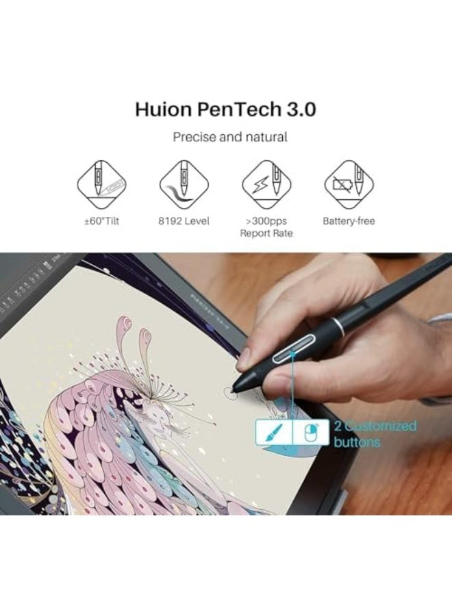 HUION Kamvas Pro 16 2.5K Drawing Tablet with Screen, 15.8 Inch QHD QLED Full-Laminated Pen Display, Battery-Free Stylus Black - Image 5