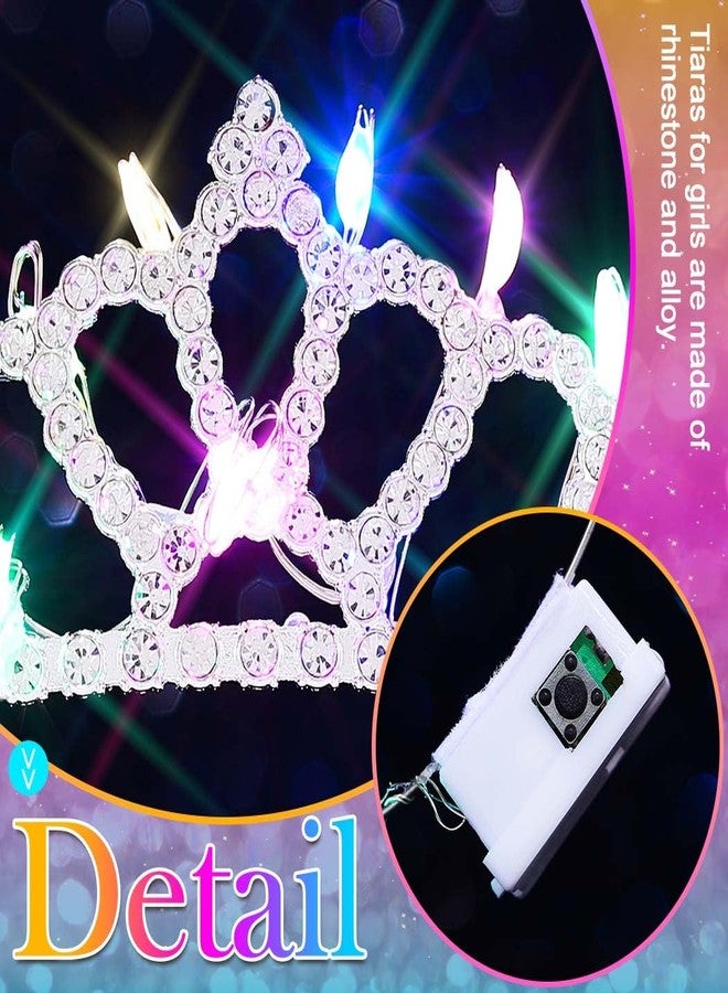 كيلشي تاج كيلشاي المضيء المرصع بأحجار الراين، تيجان فضية، طوق رأس، إكسسوارات شعر لحفلات أعياد الميلاد للبنات (فضي - إضاءة ملونة) - Image 5