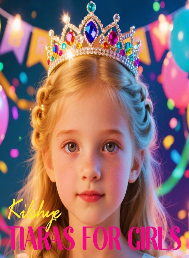 كيلشي تاج كيلشاي المضيء المرصع بأحجار الراين، تيجان فضية، طوق رأس، إكسسوارات شعر لحفلات أعياد الميلاد للبنات (فضي - إضاءة ملونة) - Image 4